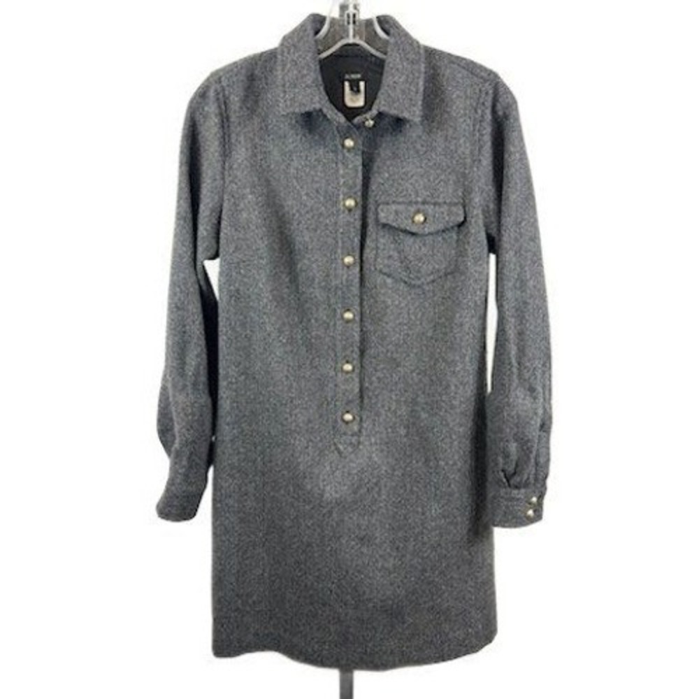 J.Crew Dress Women's Size 2 Wool Herringbone Gold Buttons Equestrian Vintage